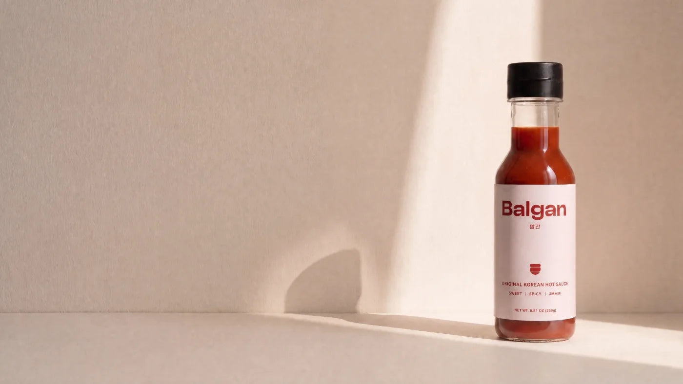 Balgan Korean hot sauce bottle detail