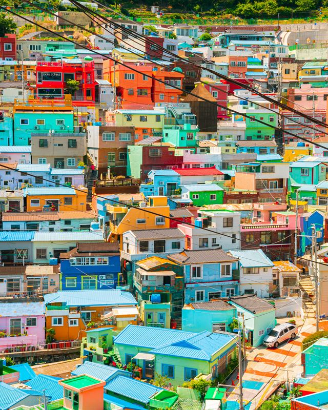 Brightly painted hillside houses of Gamcheon Culture Village, Busan